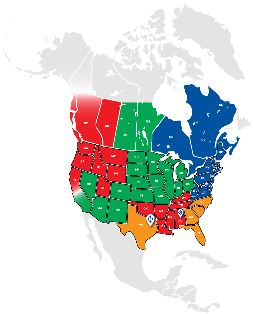 contact norris north america map image